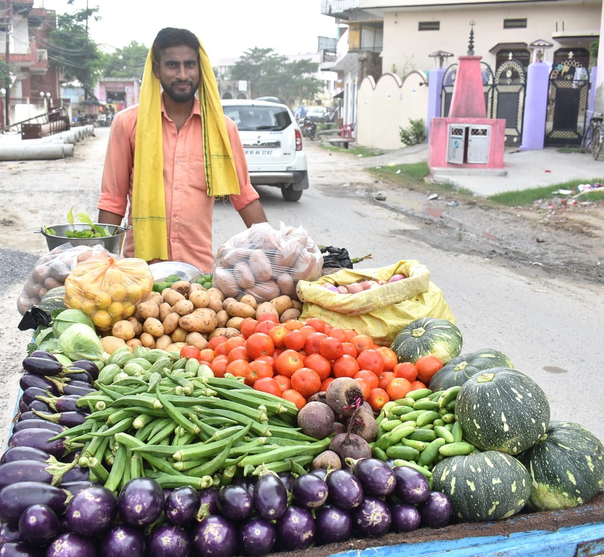 Vegetables caught fire due to rain