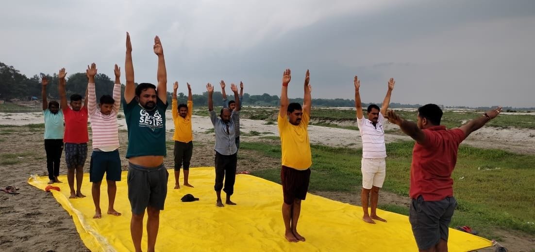 Thousands of people did yoga for a healthy body