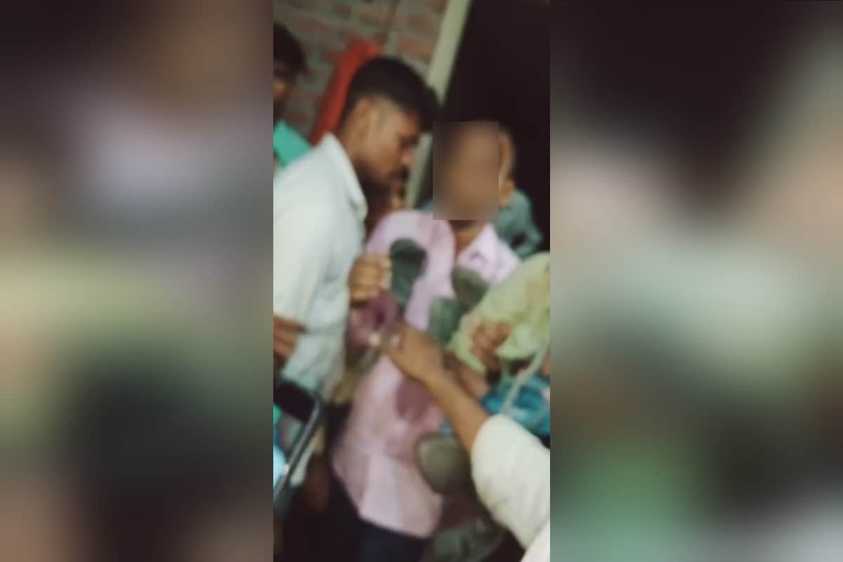 UP News: Two real brothers have been taken around wearing a garland of shoes in a village of Bijnor and video viral