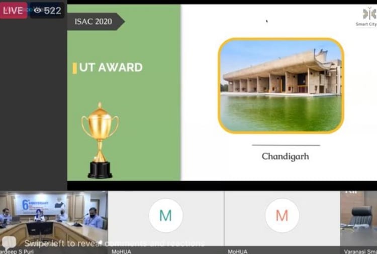 Chandigarh became the best smart city in the Union Territories of India