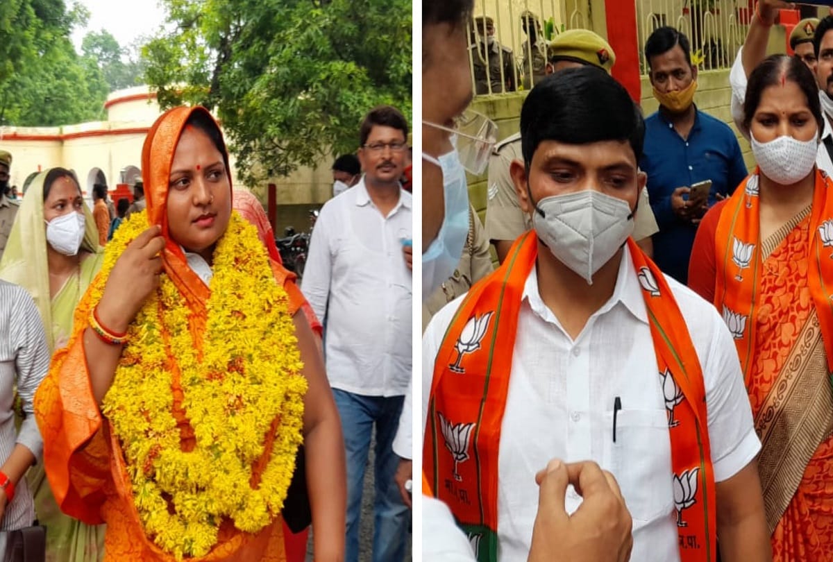 zila panchayat adhyaksh election bjp candidate Rajiv Kanojia filled nomination in mirzapur two candidates came to file nomination from Samajwadi party