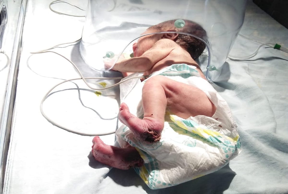 new born baby found in bareilly sugarcane farm