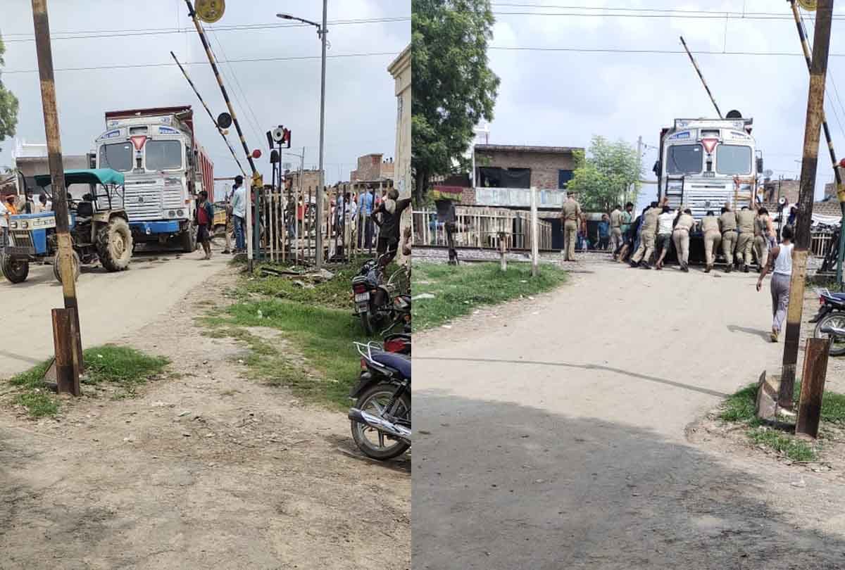 President leaves for Lucknow: Truck stuck at railway crossing in Unnao before President train reaches