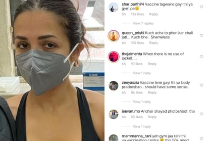 Malaika Arora Brutally trolled on Social Media for wearing sports bra and track pant in vaccine center