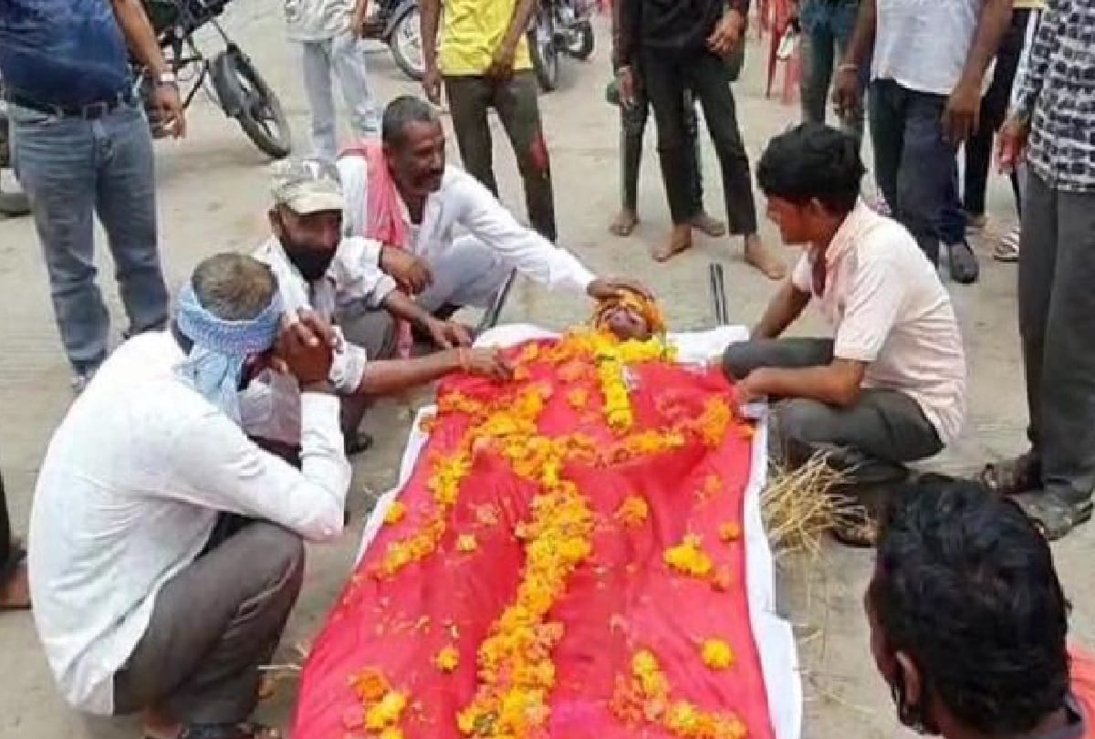 madhya pradesh dhar district superstition for good rain people did funeral process of alive man in sardarpur