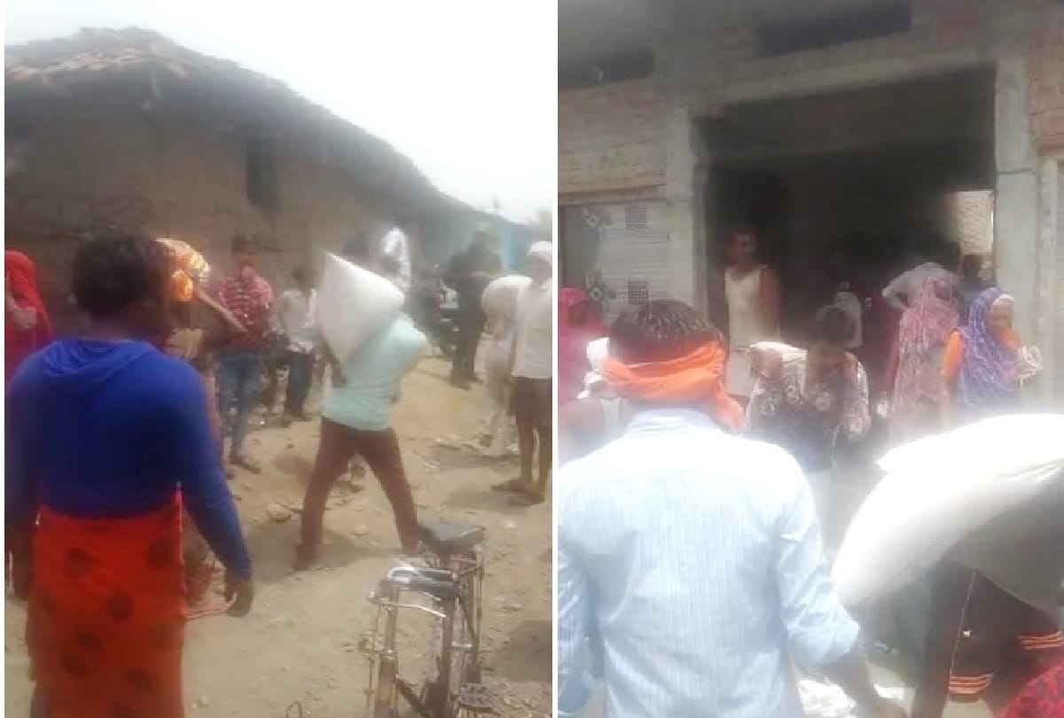 Madhya pradesh Shivpuri Villagers became uncontrollable when did not get ration they looted 150 quintal wheat in front of food inspector