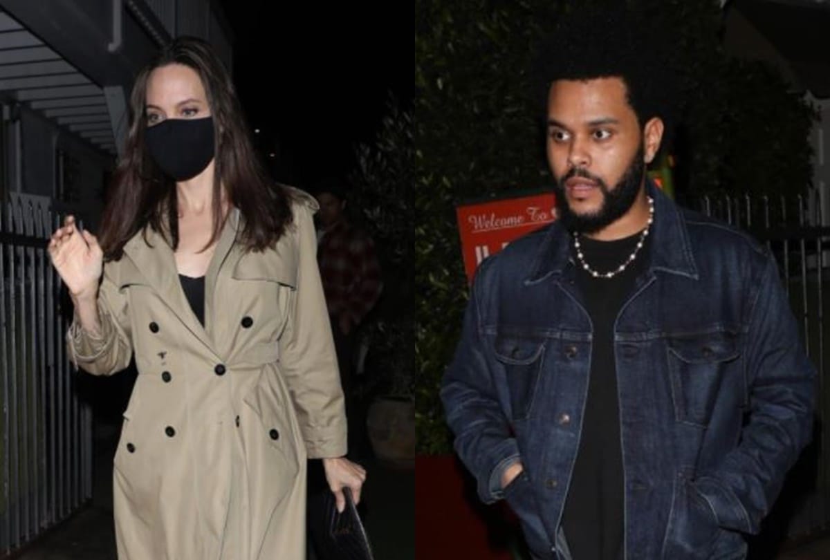 Angelina jolie rumoured to be dating the weeknd spotted meeting for dinner in restaurant