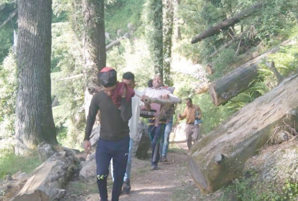 no road connectivity in chamba village patient reached in hospital by palki