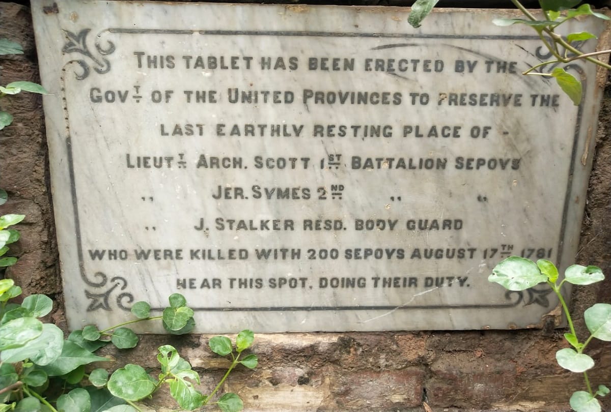 heritage of kashi National monument Graves of European officers hidden in layers of carelessness in varanasi  full of dirt around