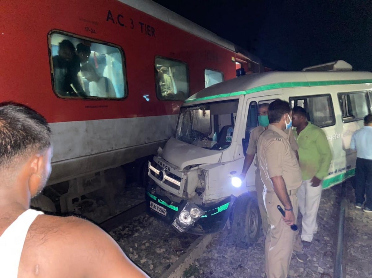Ambulance collided with Mysore Festival special train in chandauli