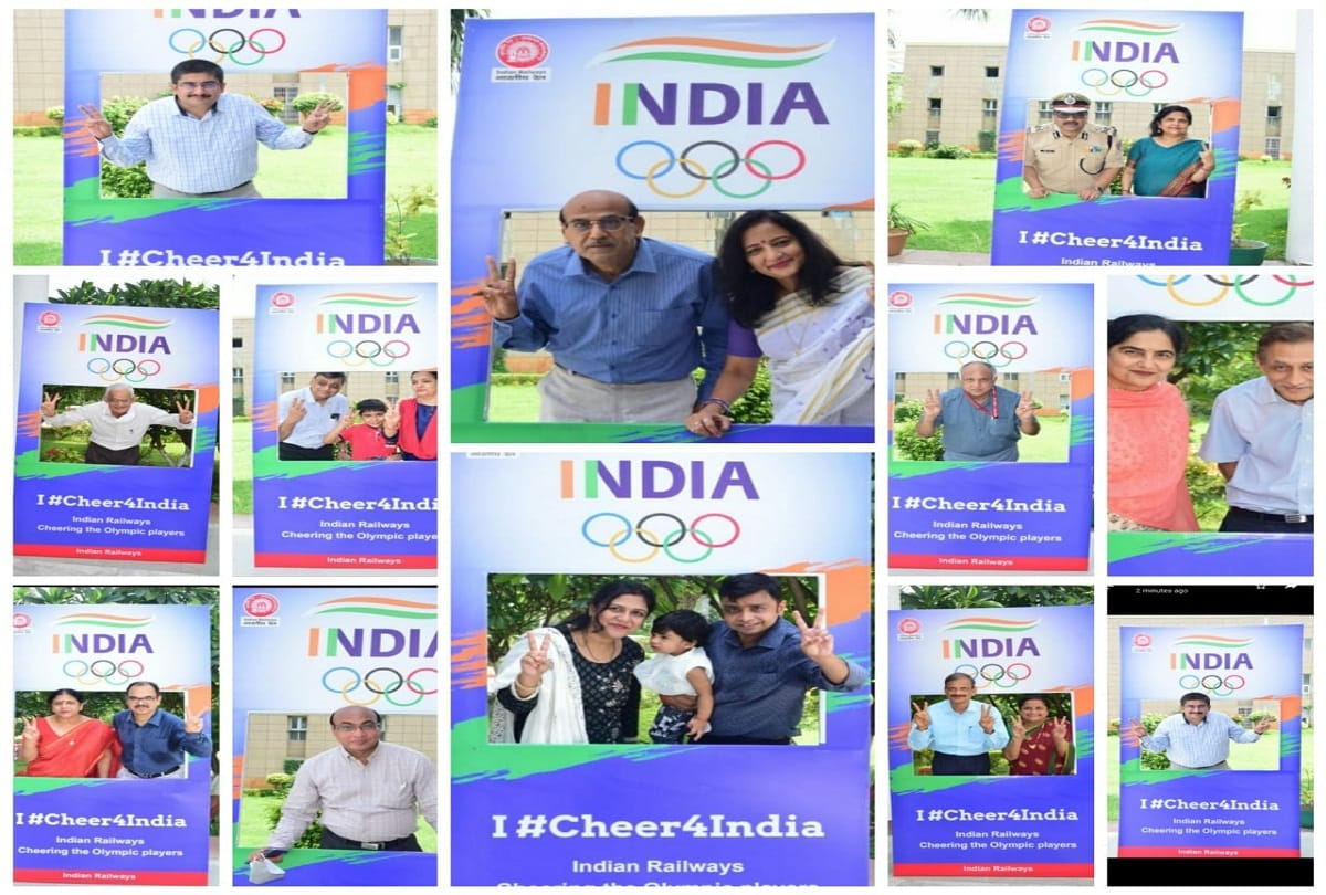 Railway officers and employees sharing photos in selfie point