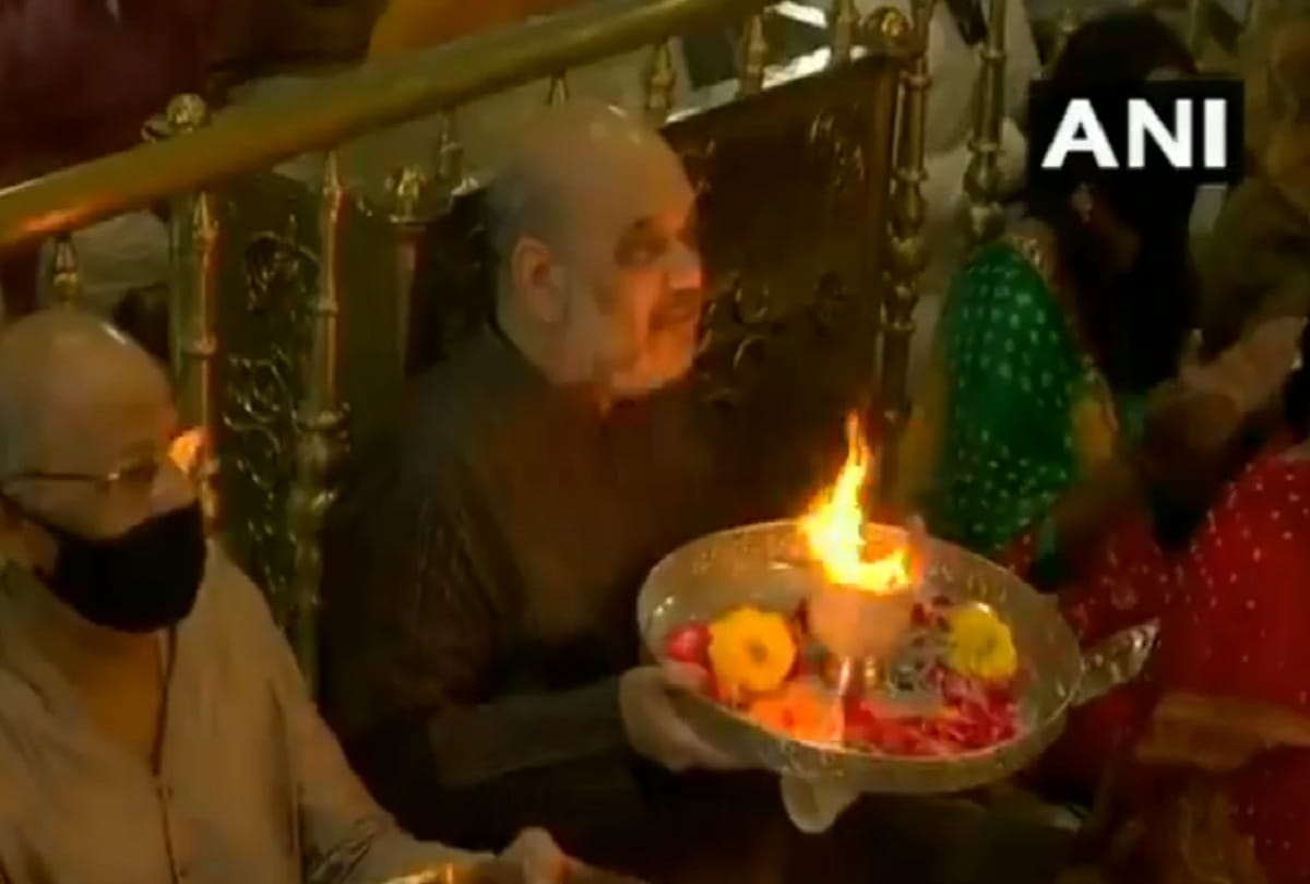 Union Minister Amit Shah performs arti at Jagannath Temple in Ahmedabad ahead of Rath Yatra