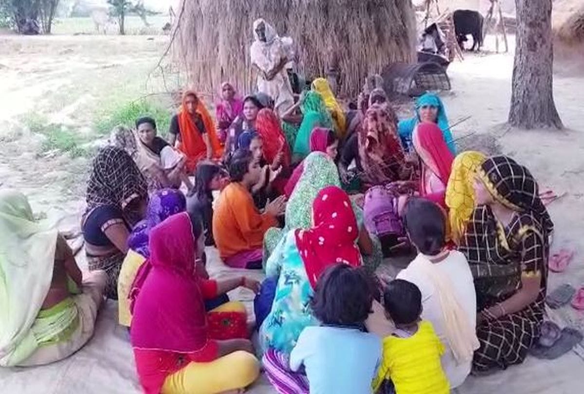 farmer sitting in worship of indra for rain in etah