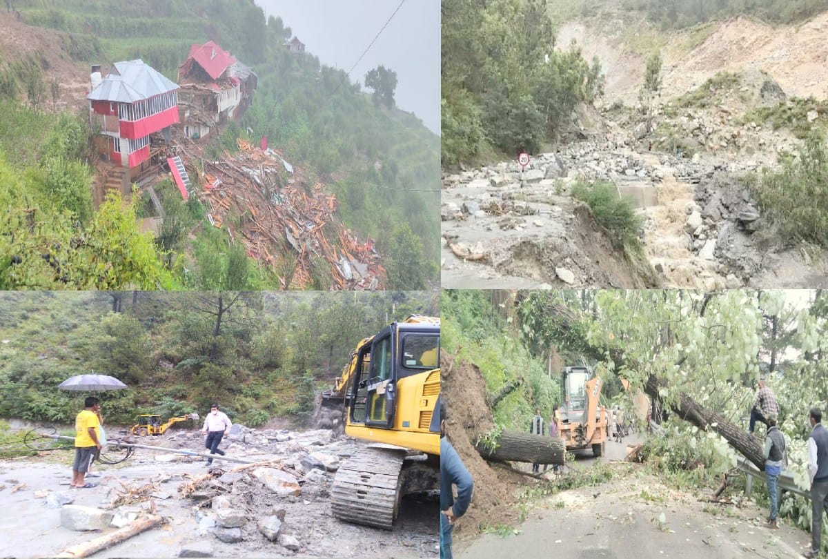 Two houses collapsed due to landslide in bhalu, one died due to stone, nh blocked for many hours in shimla himachal