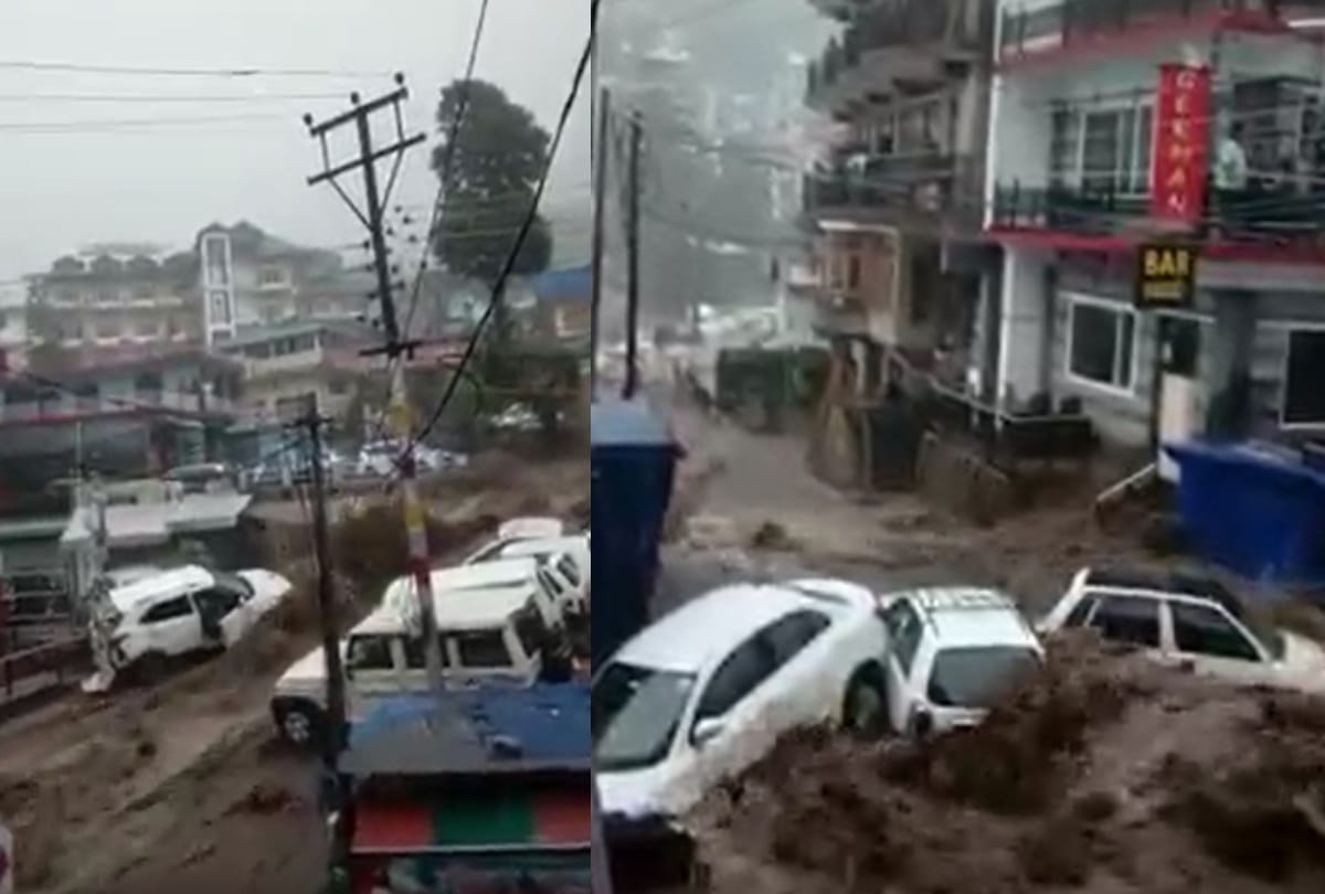 Heavy rain in Dharamshala : Flash Flood in Himachal Pradesh Due to Heavy Rain, Vehicles Swept Away Many Houses Damaged