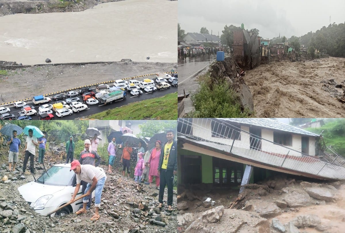 heavy rainfall himachal: many roads blocked, employees' leave cancelled,  tourist vehicles and trucks stranded on Manali Leh road