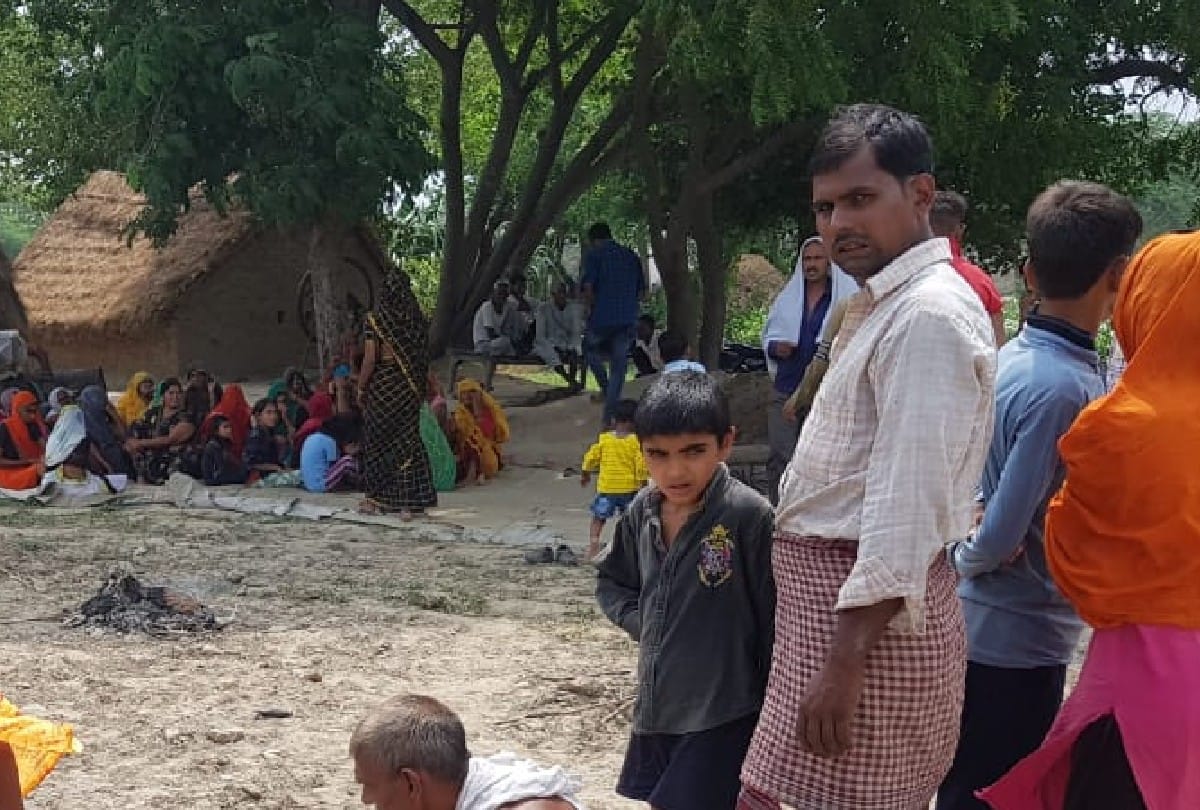 farmer sitting in worship of indra for rain in etah