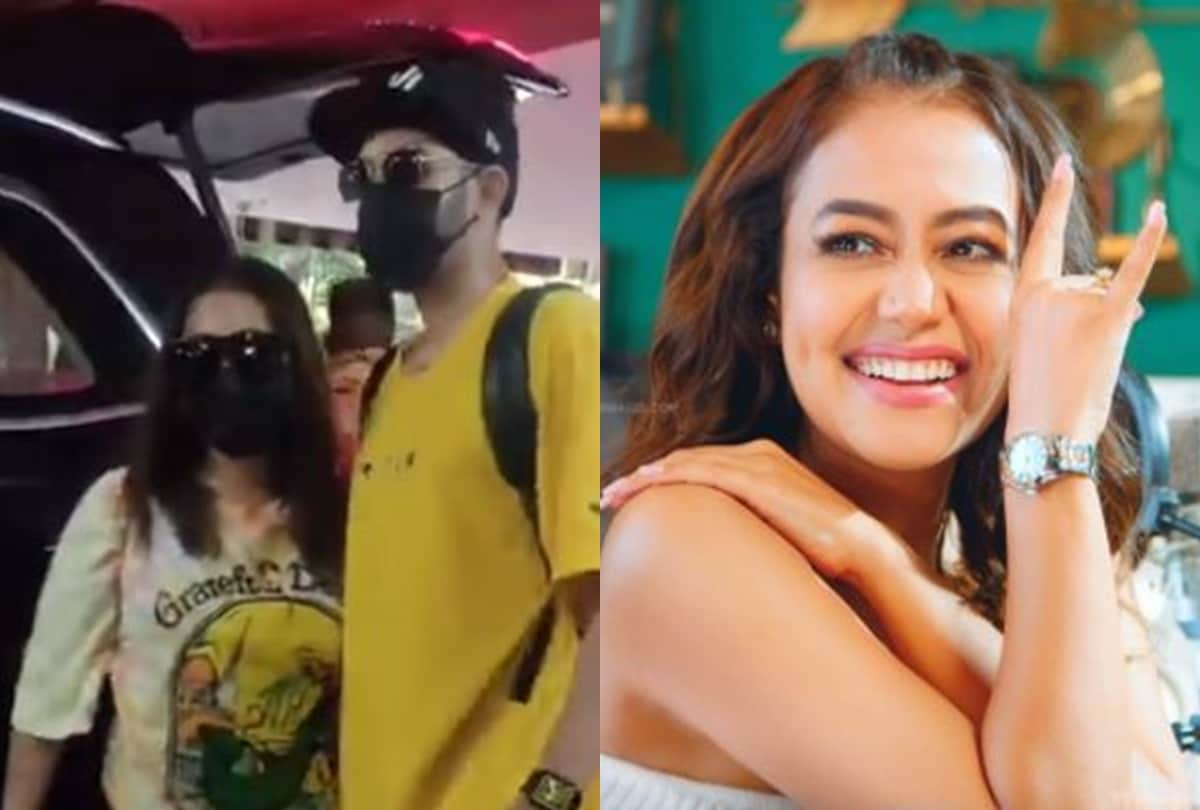 Neha kakkar spotted with husband Rohanpreet on Mumbai airport fans asked if she is pregnant