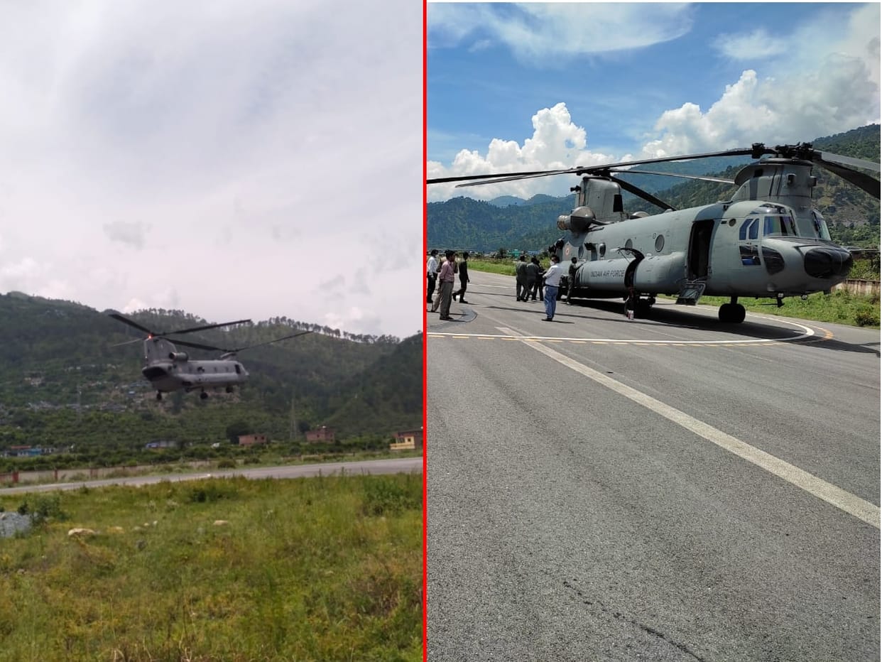 uttarakhand news: air force chinook helicopter arrived in uttarkashi for Indo-China border review, photos