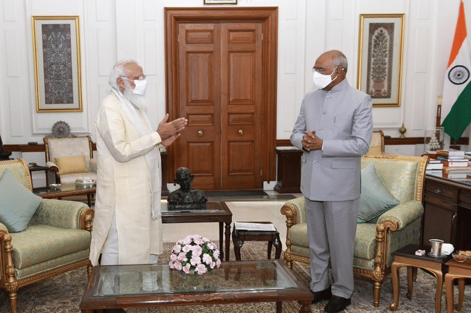 Prime Minister Narendra Modi called on President Ram Nath Kovind at Rashtrapati Bhavan