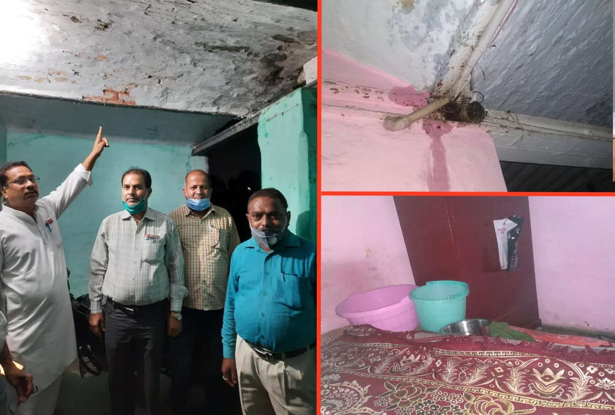 dilapidated houses of railway workers drip in rain in Gorakhpur