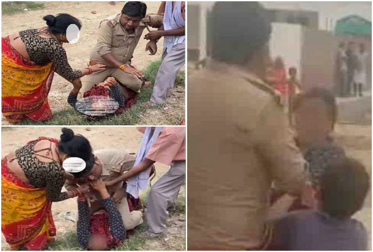 chowki incharge beating woman in kanpur she was came to save son see photos