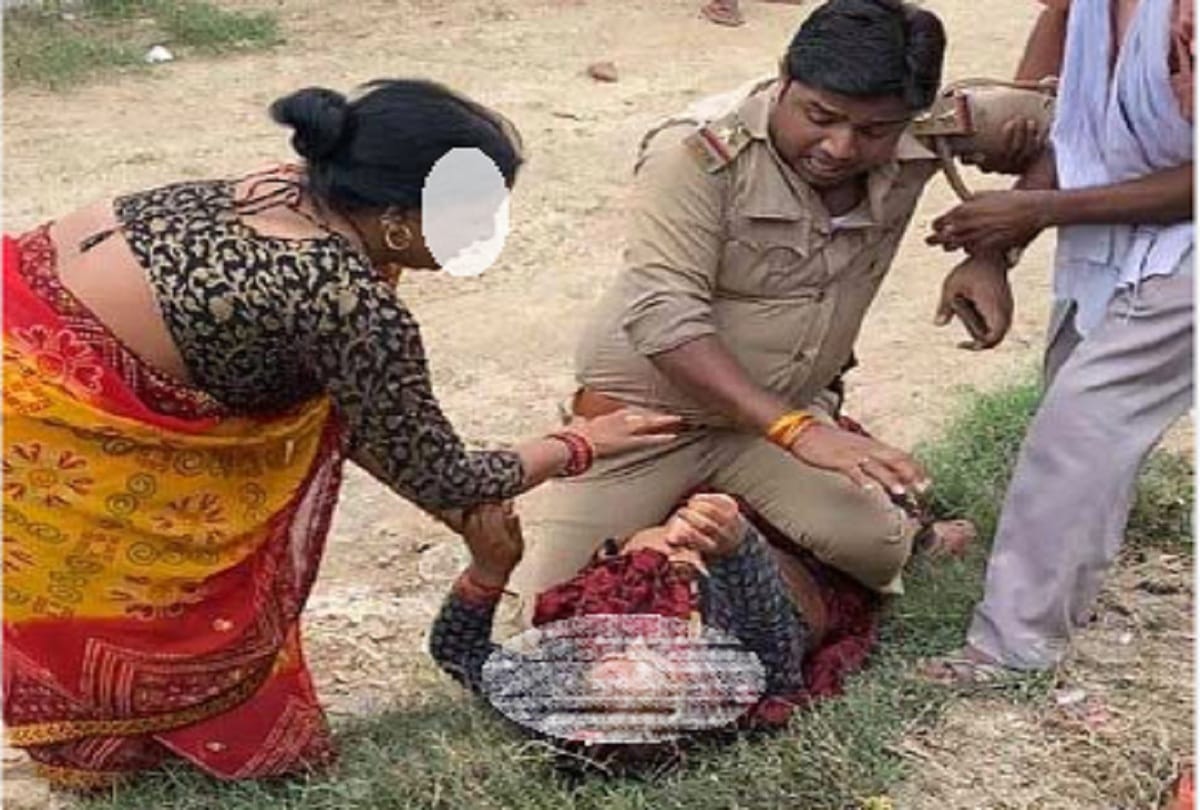 chowki incharge beating woman in kanpur she was came to save son see photos
