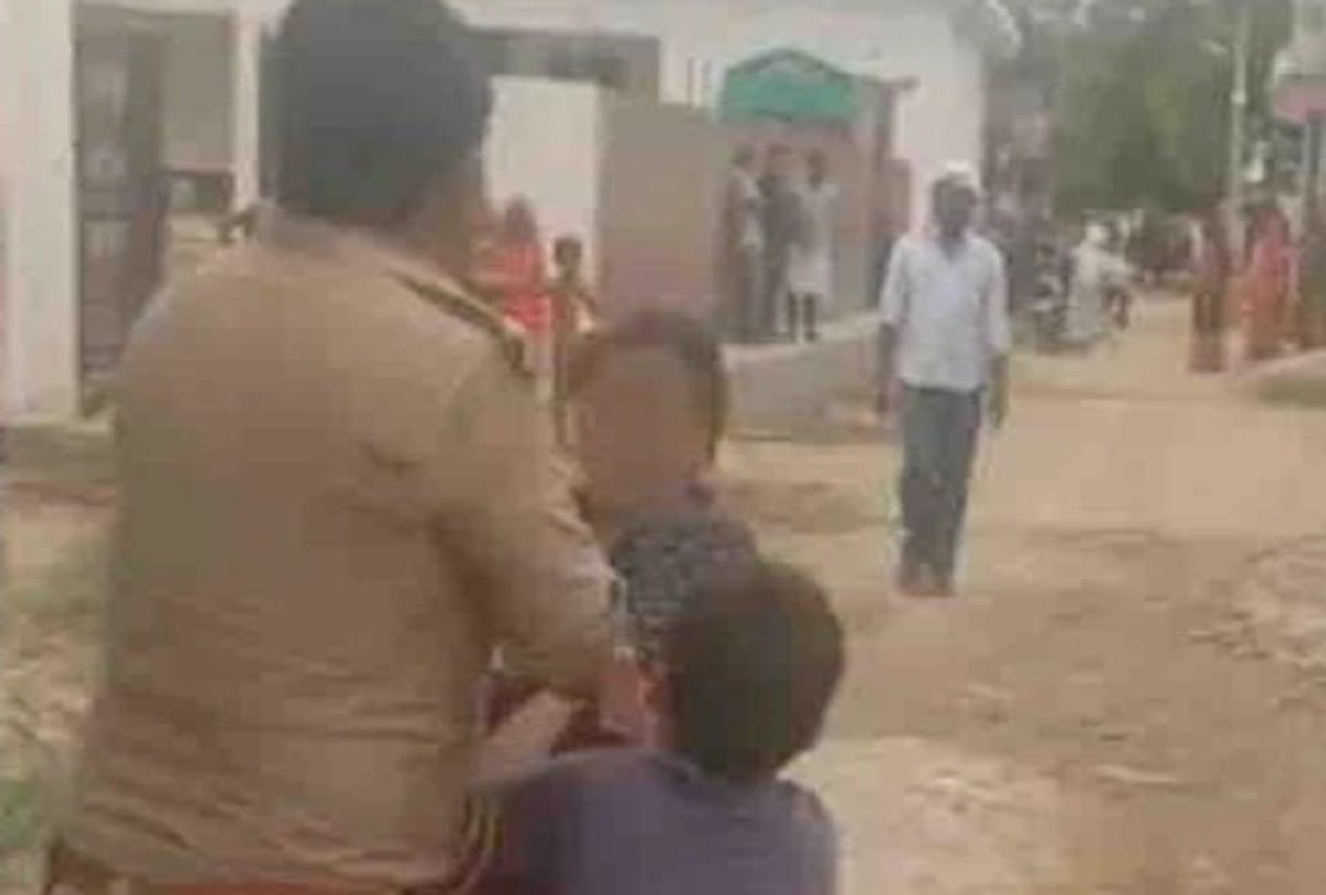 chowki incharge beating woman in kanpur she was came to save son see photos