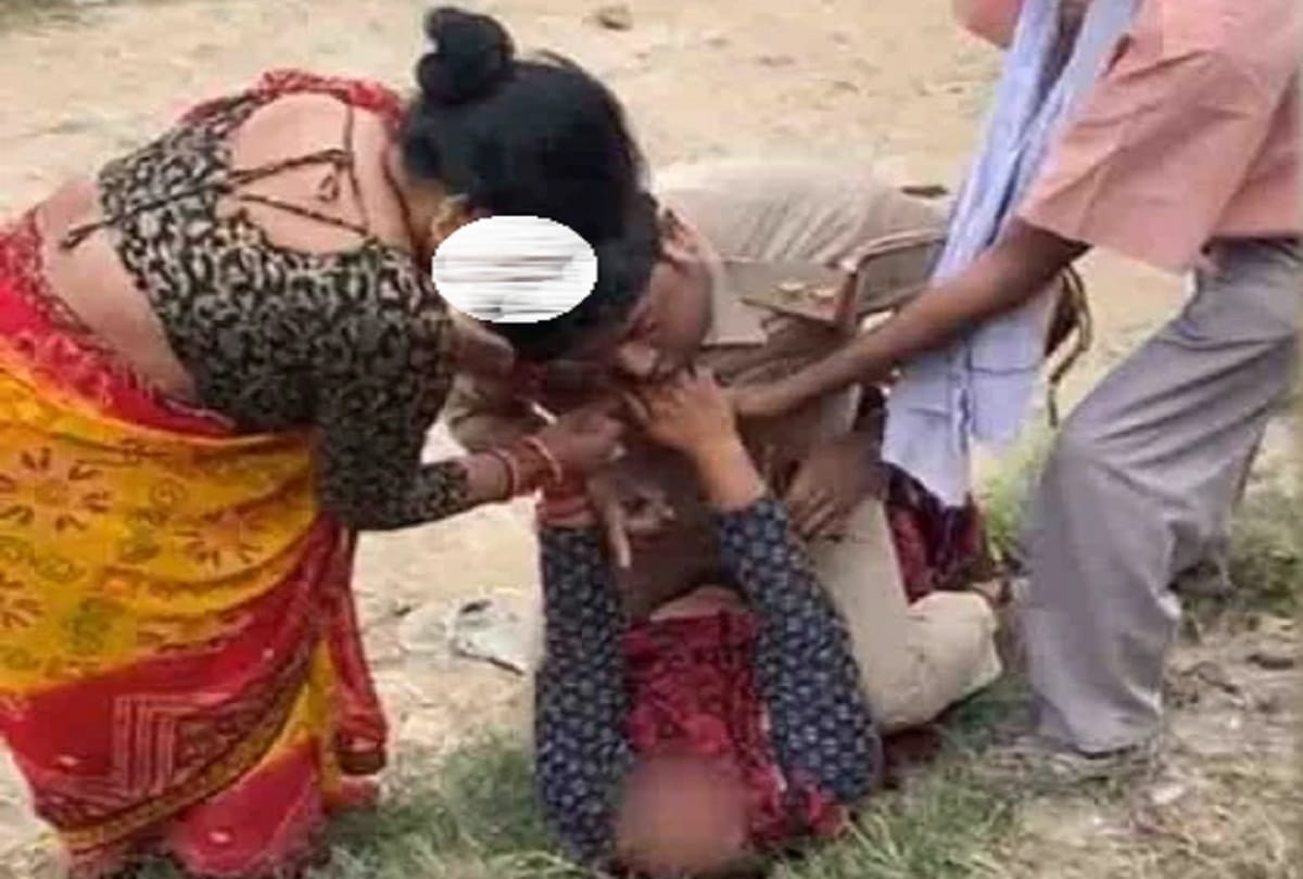 chowki incharge beating woman in kanpur she was came to save son see photos