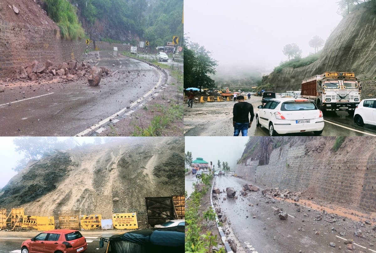 heavyrainfall himachal: landslide on kalka shimla national high today