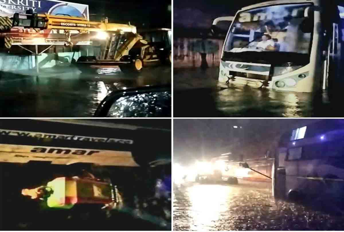 Etawah: Bus stuck in water filled underpass after heavy rain, 35 people remained upset for 2 hours