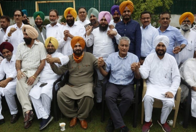 Punjab Congress President Navjot Singh Sidhu meets 25 MLAs in Chandigarh