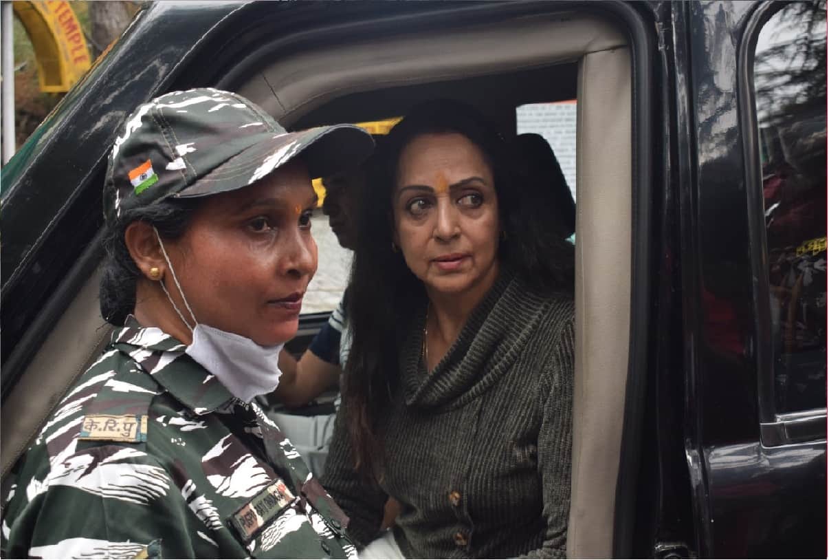 Bollywood actress Hema Malini visits Shankaracharya temple in Srinagar