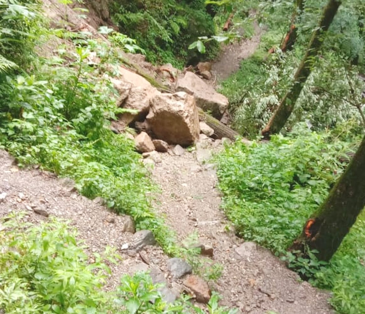 Pedestrian roads damaged due to landslide