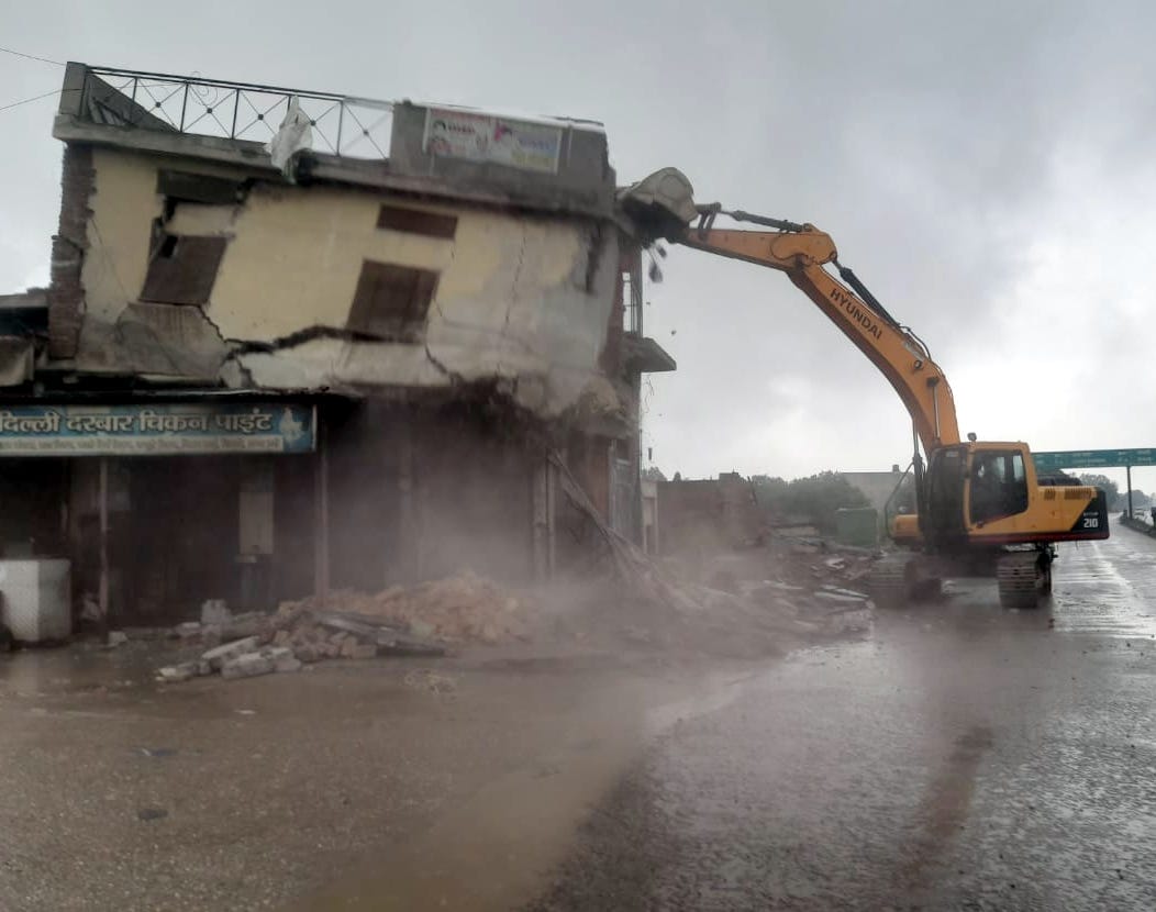 Constructions coming in the area of the highway were demolished