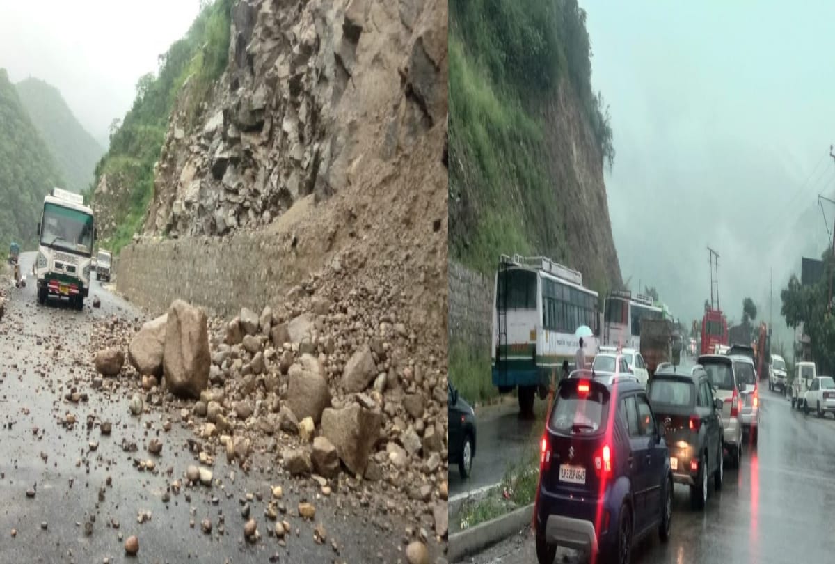 Passengers stuck for many in buses hungry and thirsty due to landslide near seven miles on Chandigarh-Manali highway mandi