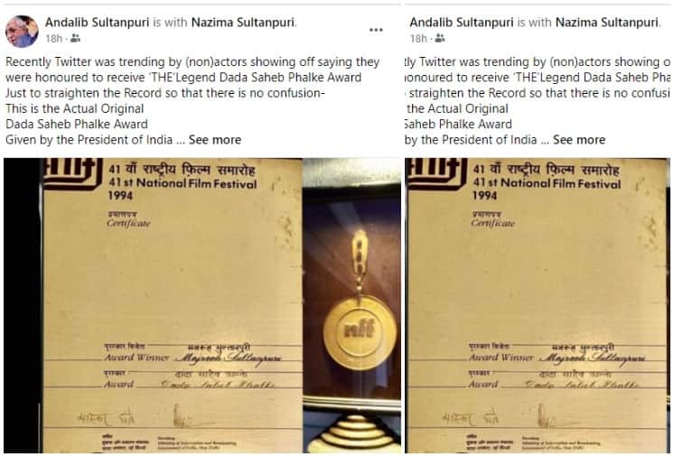 Majrooh Sultanpuri son Andalib opposes the alleged Phalke awards, Demands Action from Government