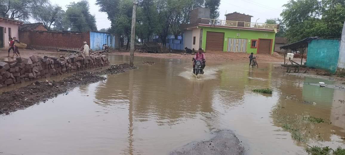 village pachoni roads filled with mud