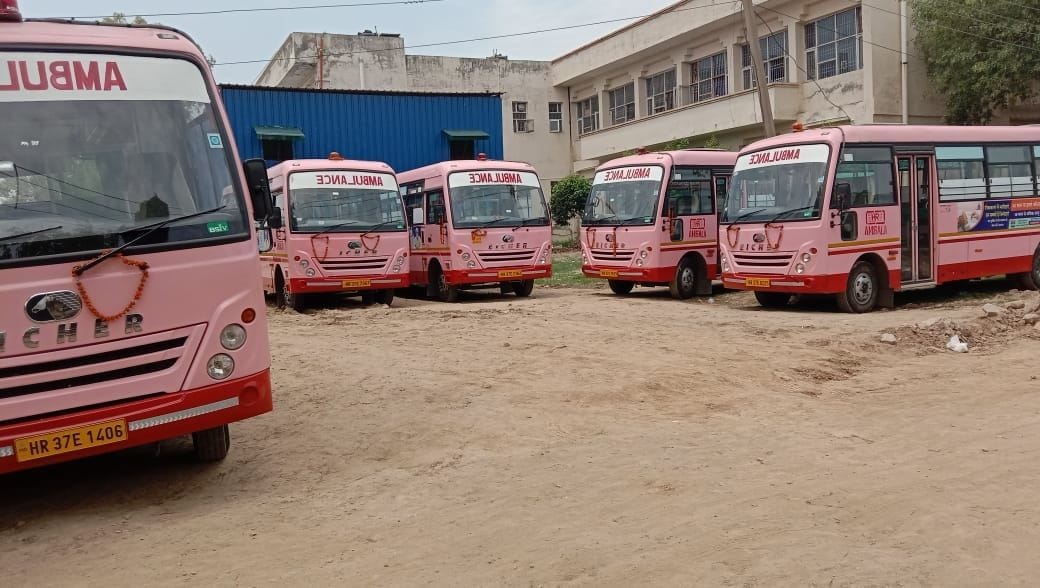 Roadways pink buses turned into dusty ambulances
