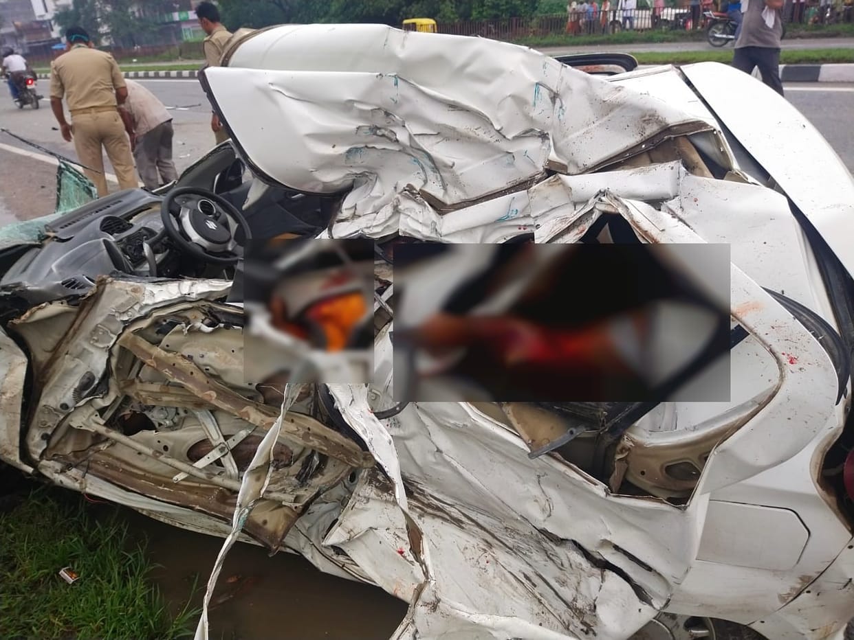 Three died in road accident tanker collision with car in varanasi