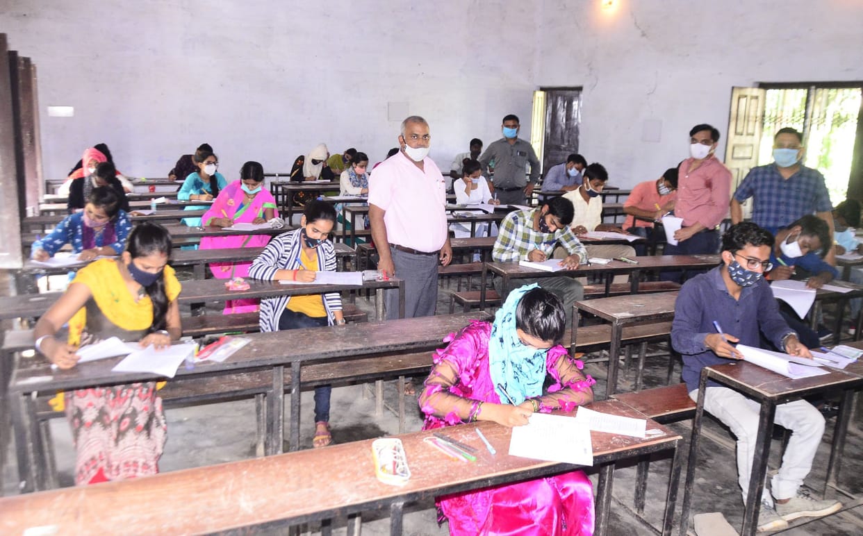 Got admission in the exam after thermal screening and sanitization