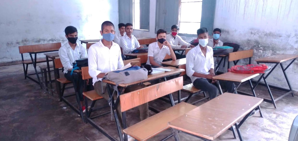 Sixth to eighth grade schools opened after three months, 45 percent students were present