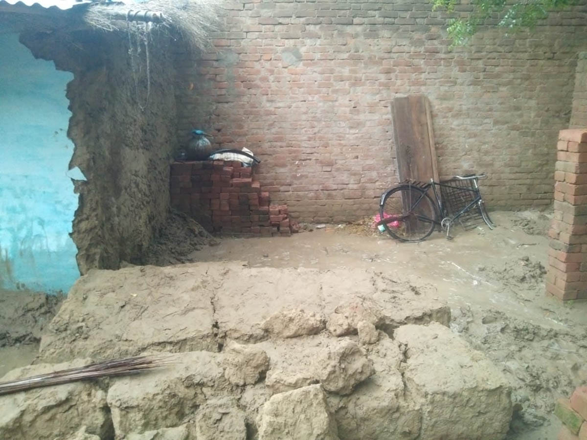Two houses collapsed due to water logging in Merapur
