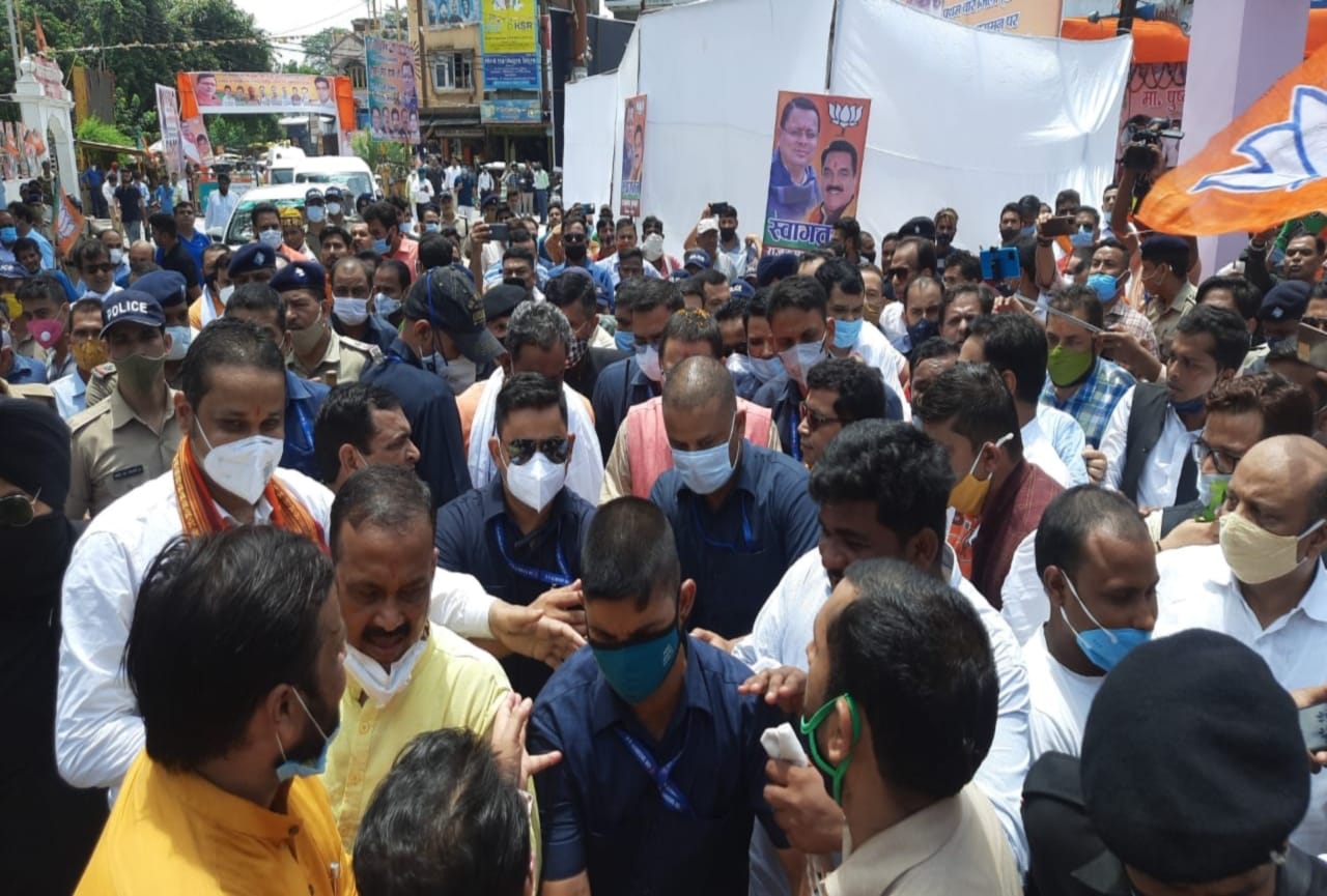 uttarakhand news : cm pushkar singh dhami udham singh nagar visit home district today watch photos