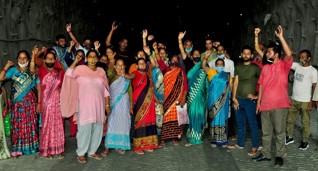 Villagers stopped the construction work of rail project