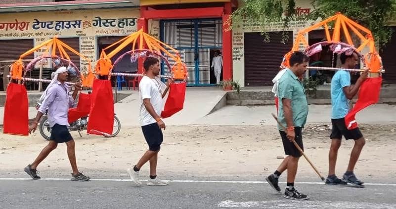 kasganj news,tirth nagari soron,haripadi,KAANWAD YATRA,kanvad yatra soron,hari ki paidi