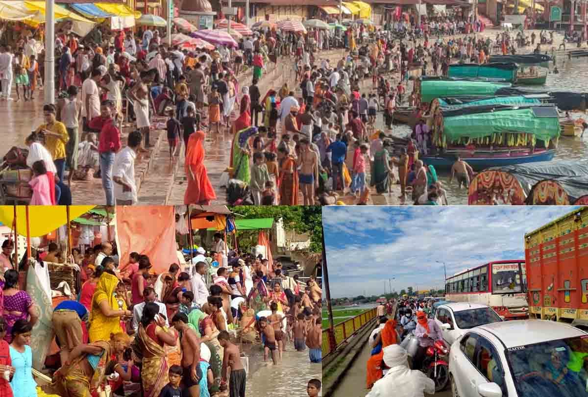 Heavy faith on Corona: Even after the ban, crowds gathered at the ghats on the banks of the Ganges