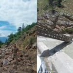 किन्नौर में भूस्खलन।