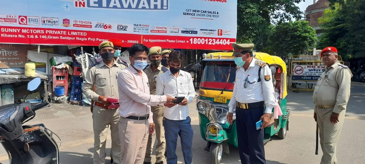 etawah news,Challan of 93 drivers in road safety campaign