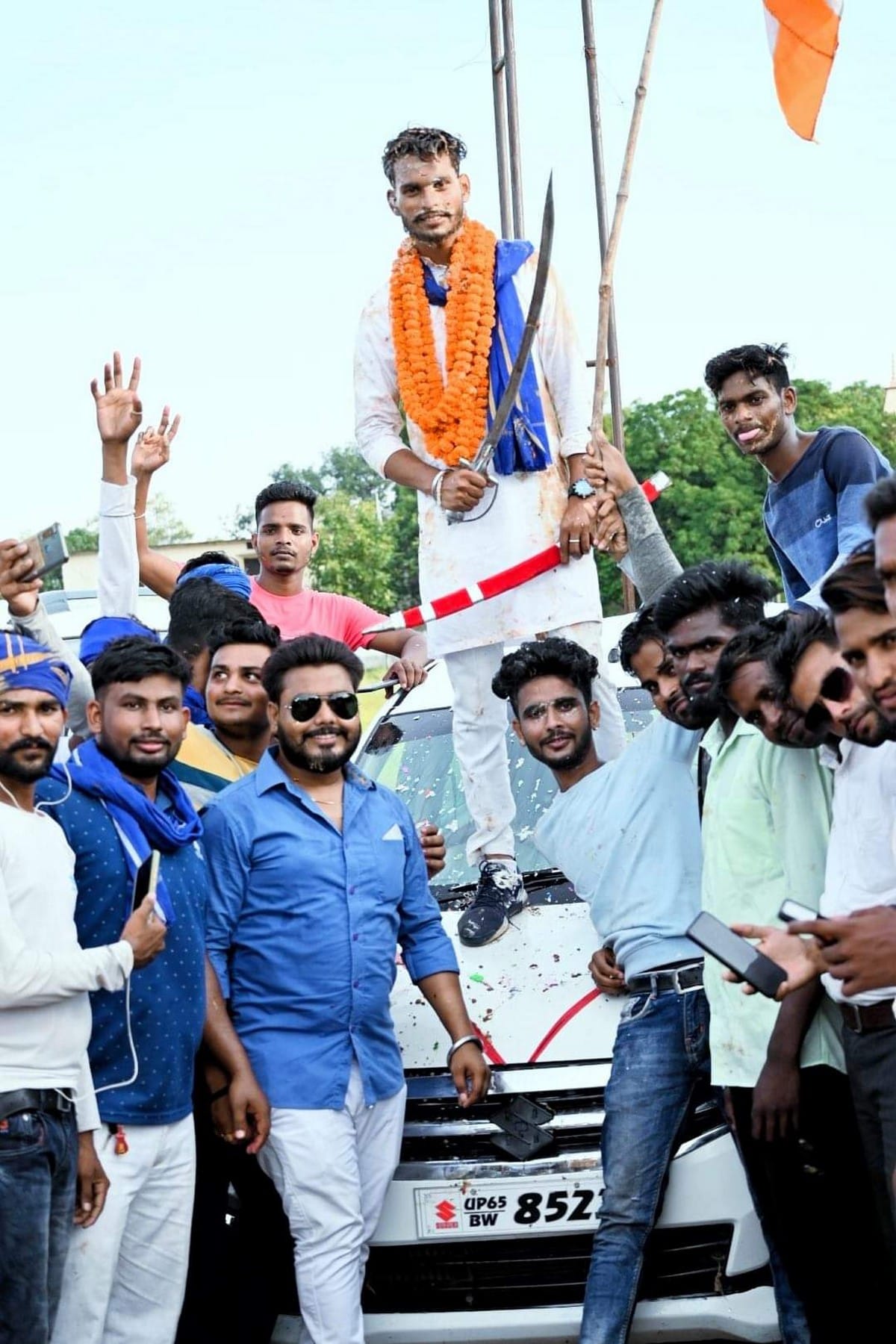 FIR against District General Secretary of Bhim Army for procession on his birthday and waved sword cut cake